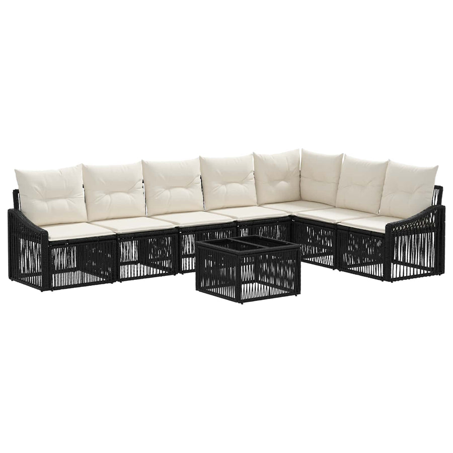 Tuinbankenset 8 pcs Zwart poly rattan