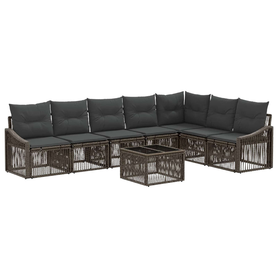 Tuinbankenset 8 pcs 7-Aantal zitplaatsen Grijs poly rattan
