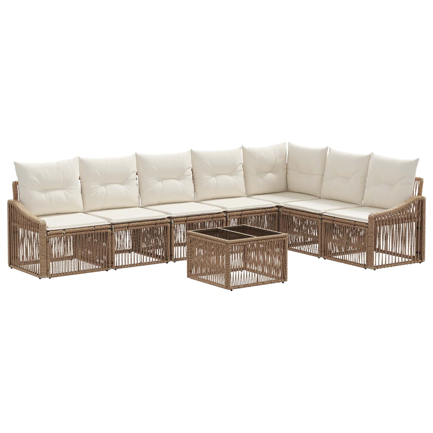 Tuinbankenset 8 pcs Beige poly rattan