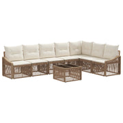 Tuinbankenset poly rattan beige 7 zitplaatsen