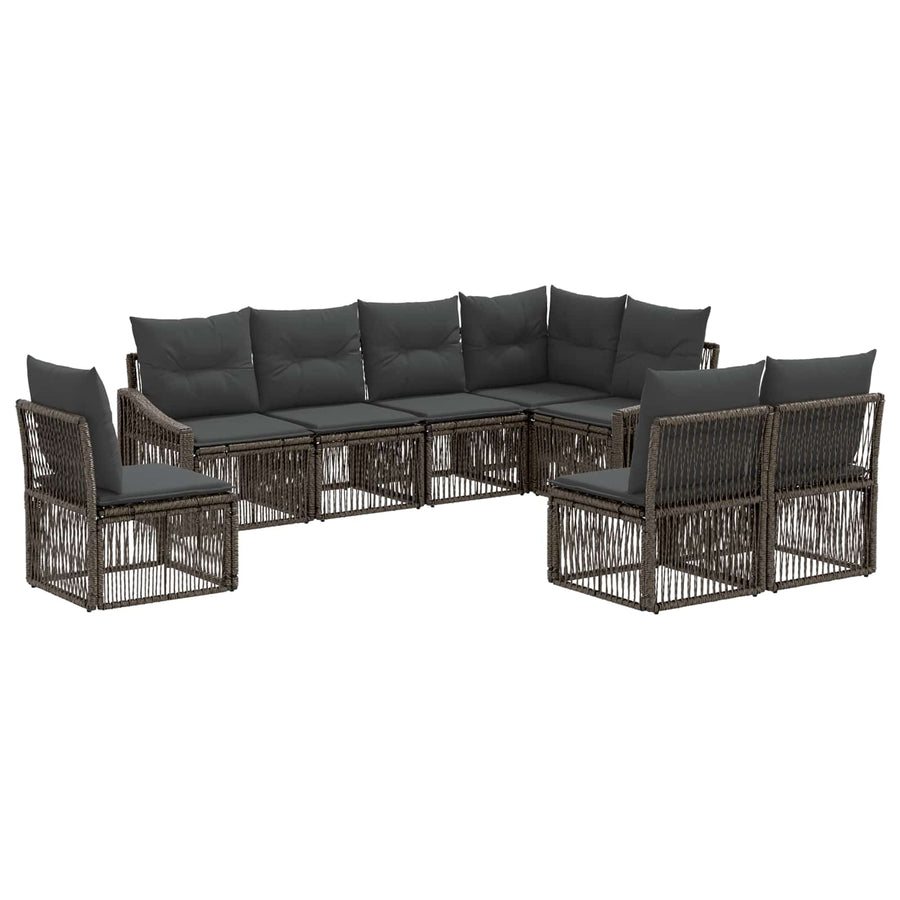 Tuinbankenset 8 pcs Grijs poly rattan