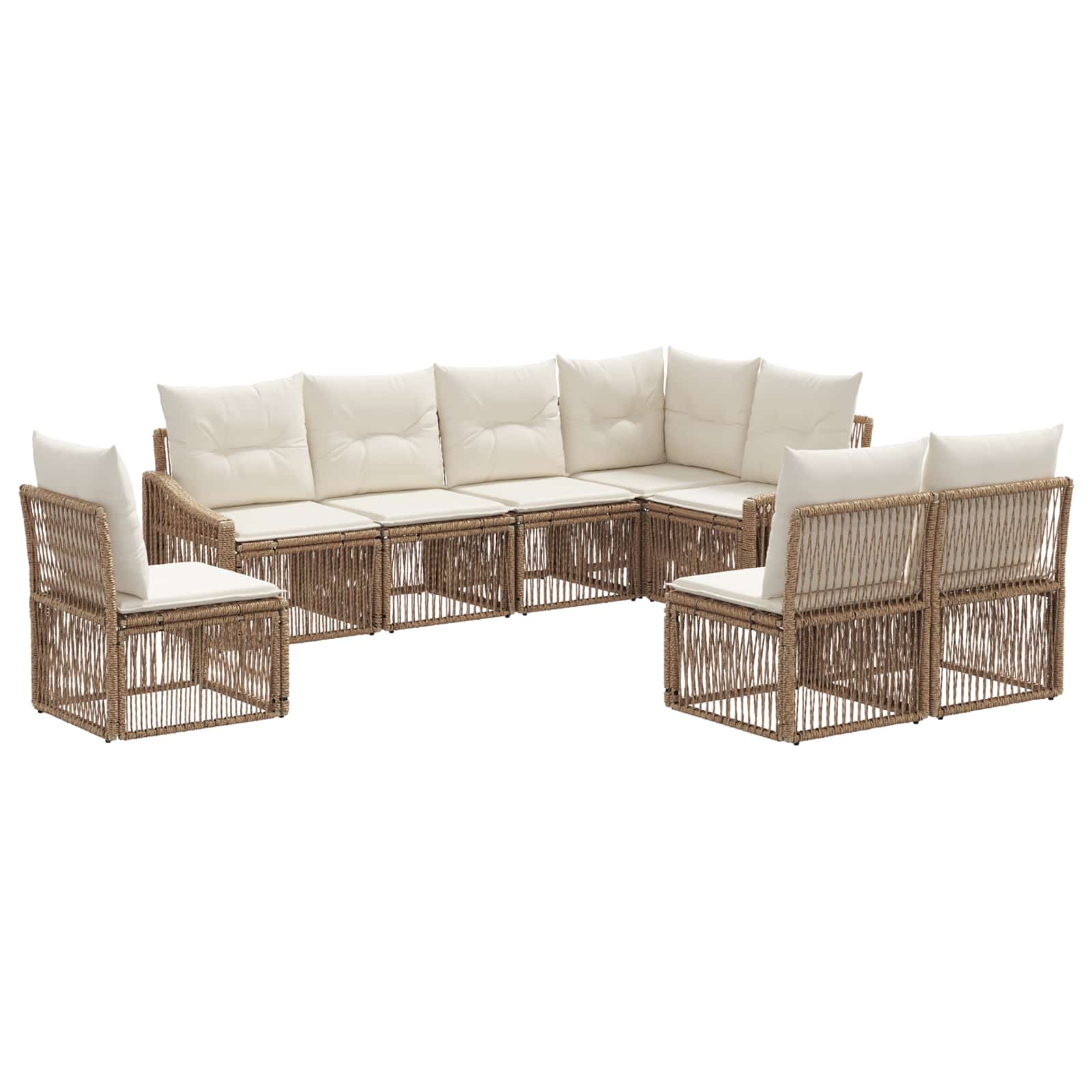 Tuinbankenset 8 pcs Beige poly rattan