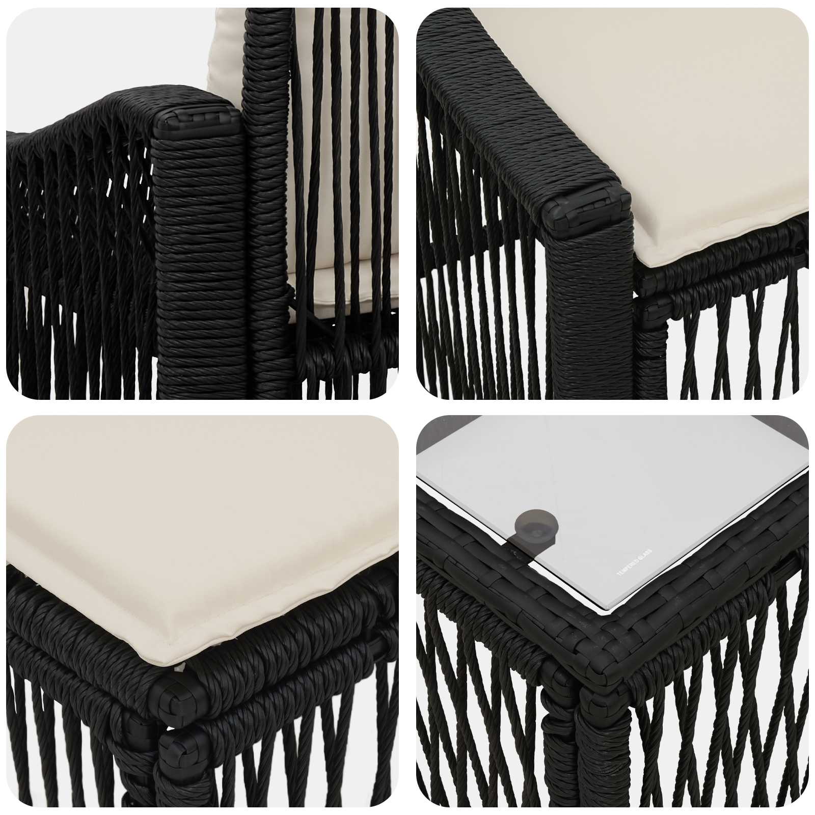 Tuinbankenset 9 pcs Zwart poly rattan