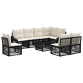 Garden Bench Set 9 pcs Black poly rattan