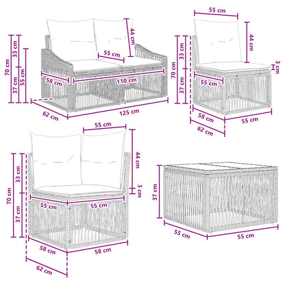 Tuinbankenset 9 pcs Grijs poly rattan