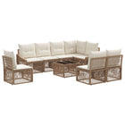 Tuinbankenset poly rattan beige 8 personen
