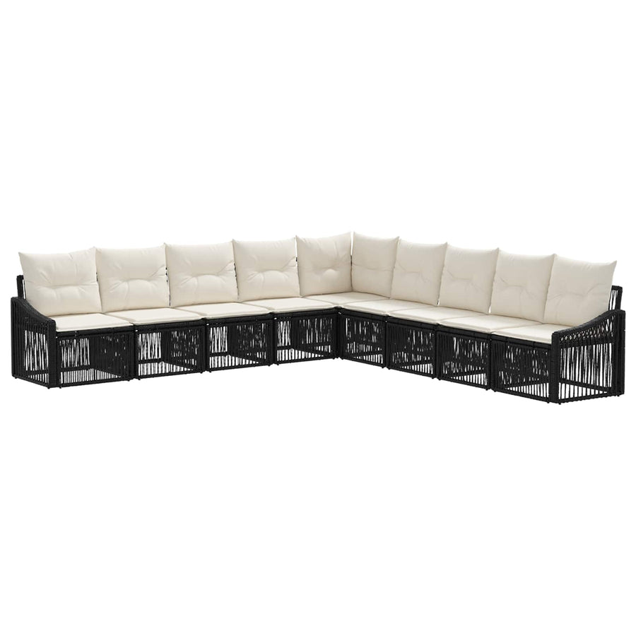 Tuinbankenset 9 pcs Zwart poly rattan