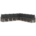 Tuinbankenset poly rattan grijs 9 persoons