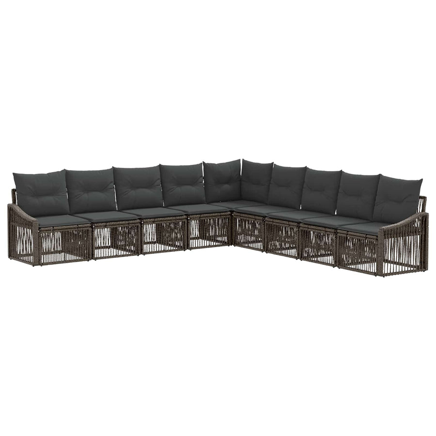 Tuinbankenset 9 pcs Grijs poly rattan