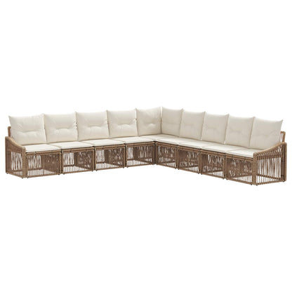Tuinbankenset 9 pcs Beige poly rattan