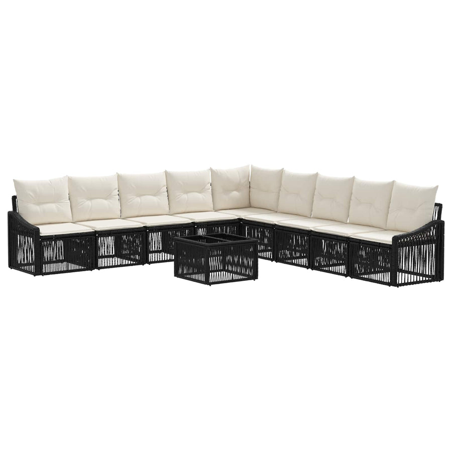 Tuinbankenset 10 pcs Zwart poly rattan