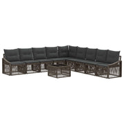 Tuinbankenset poly rattan grijs 9-persoons