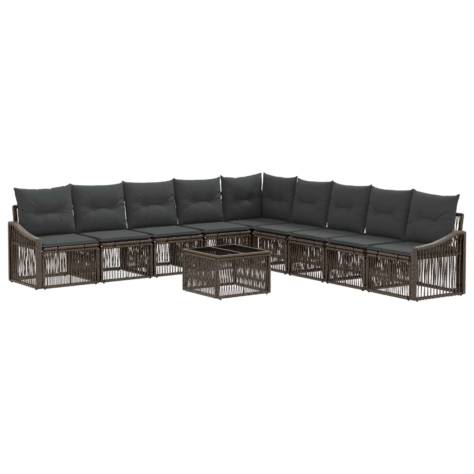 Tuinbankenset 10 pcs Grijs poly rattan