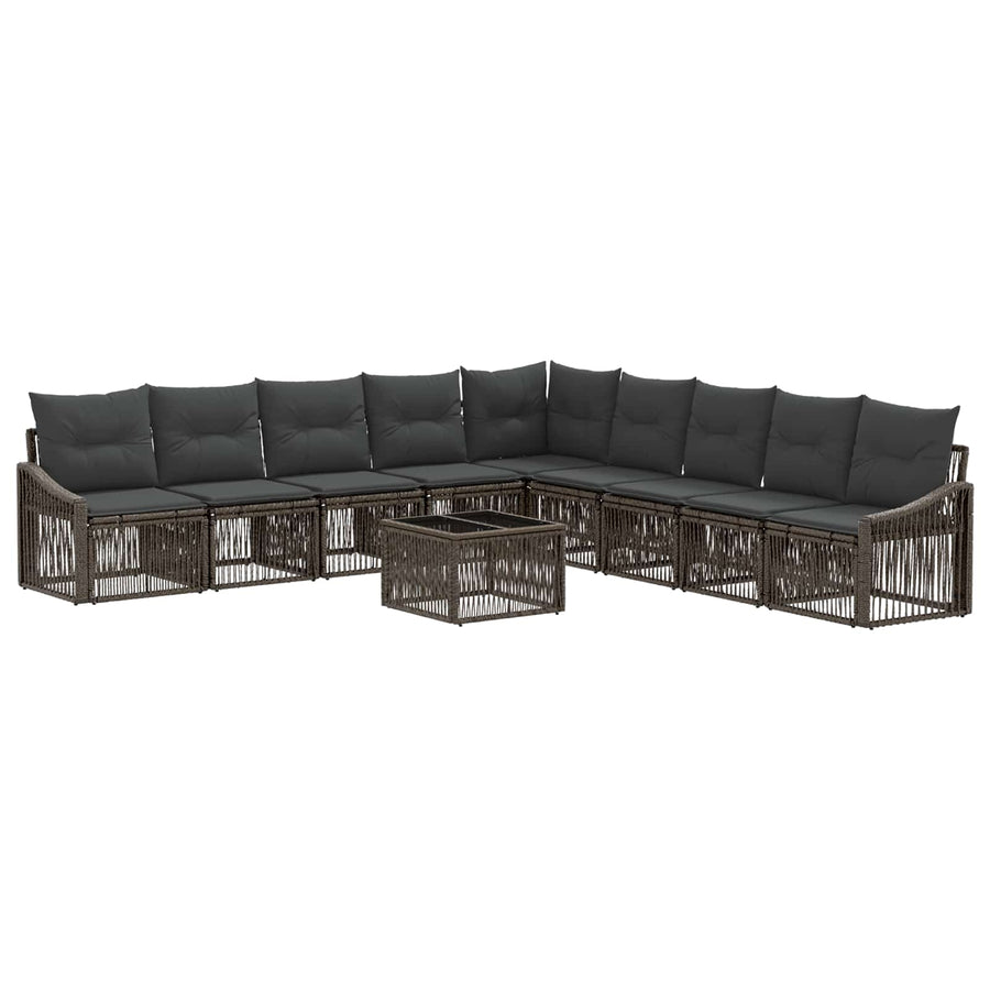 Tuinbankenset 10 pcs Grijs poly rattan
