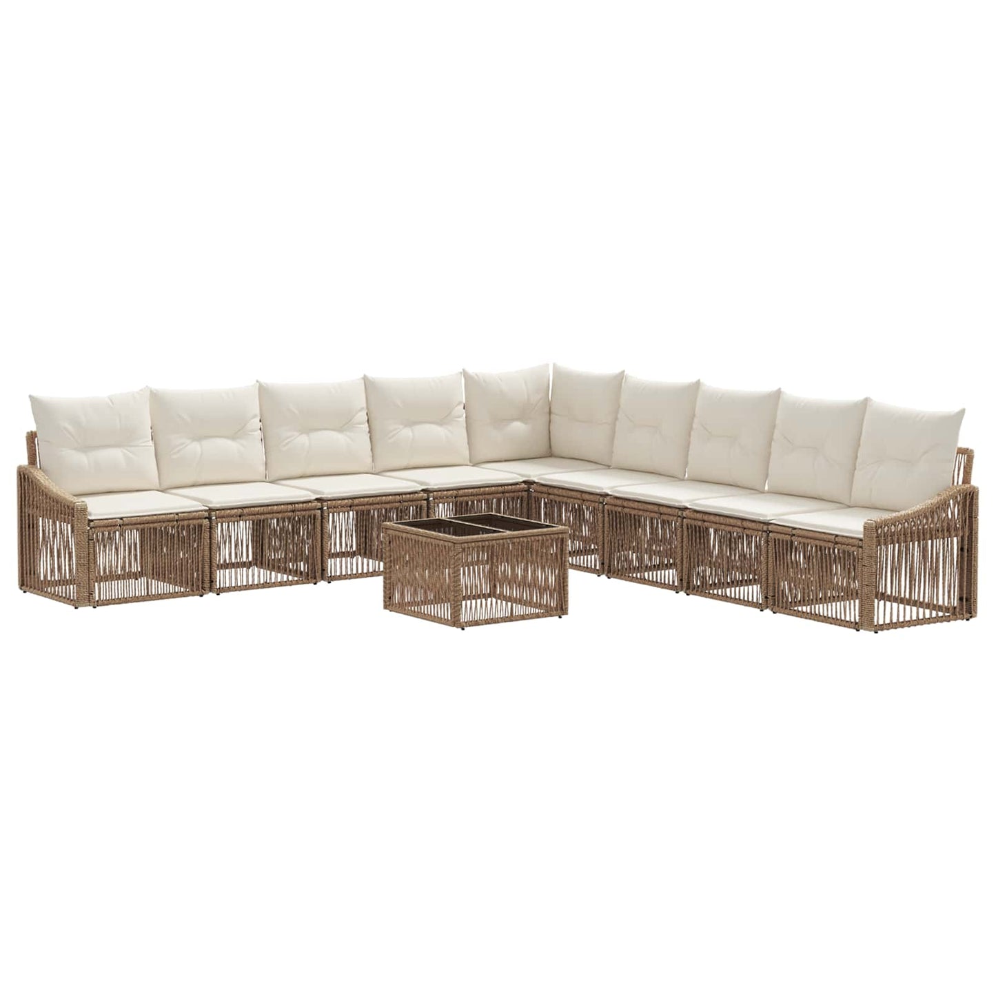 Tuinbankenset 10 pcs Beige poly rattan
