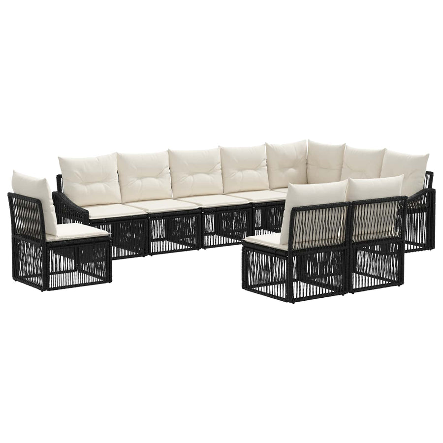 Tuinbankenset 10 pcs Zwart poly rattan