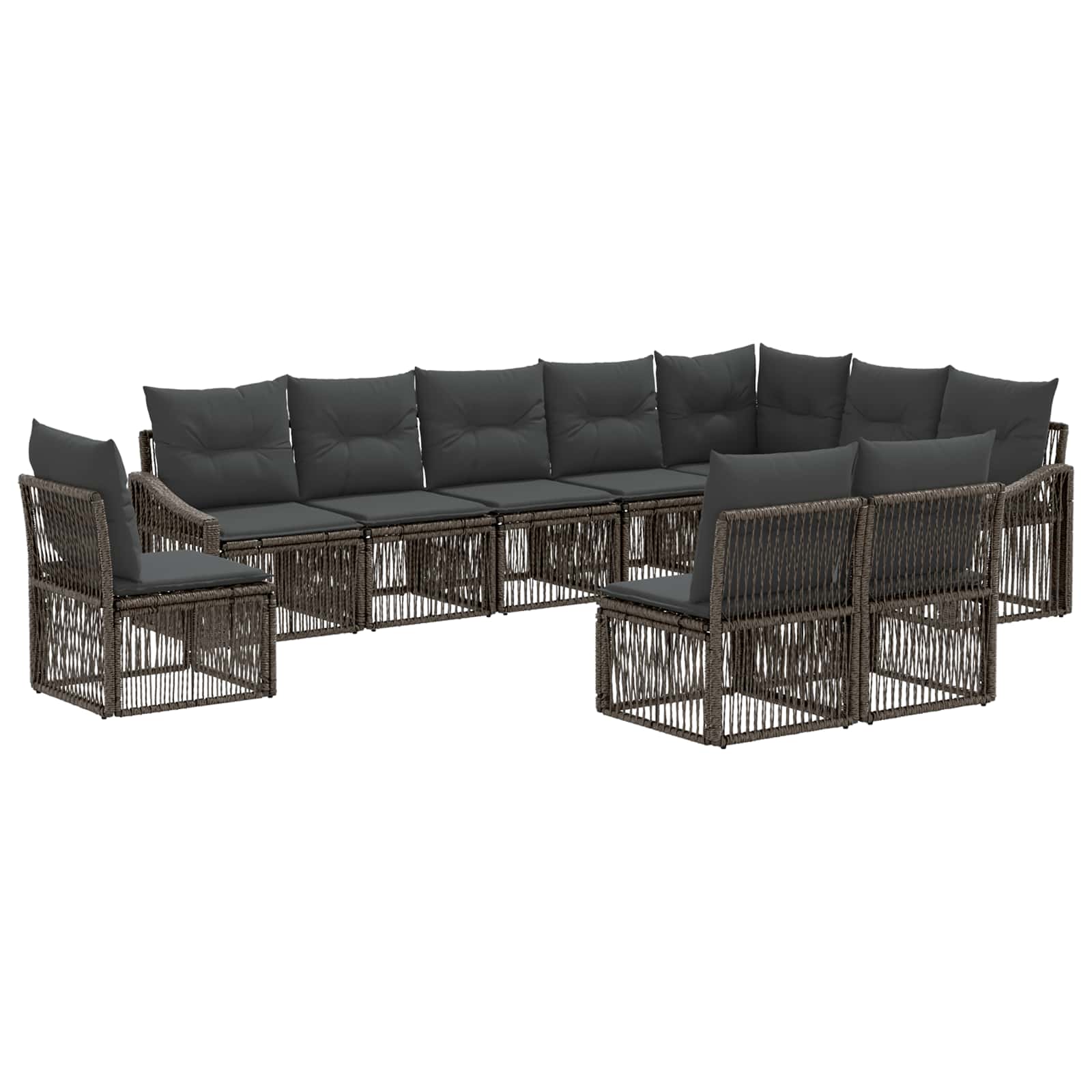 Tuinbankenset 10 pcs Grijs poly rattan