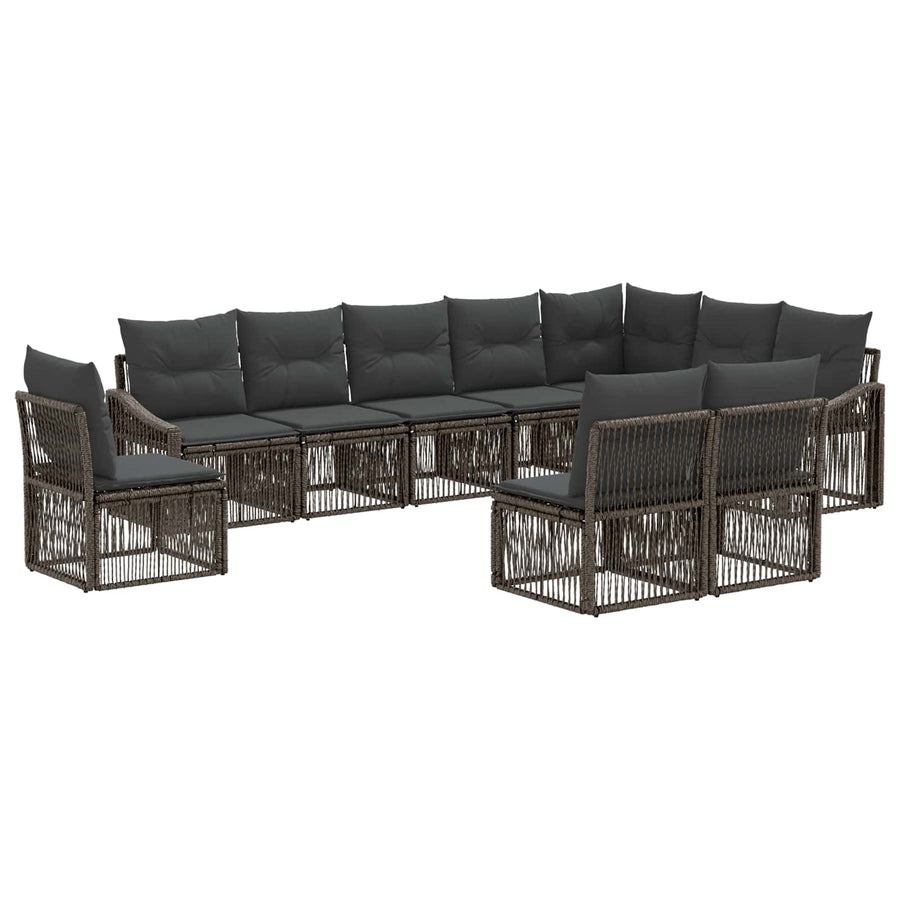Tuinbankenset 10 pcs Grijs poly rattan