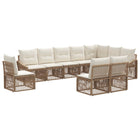 Tuinbankenset poly rattan beige 10 personen