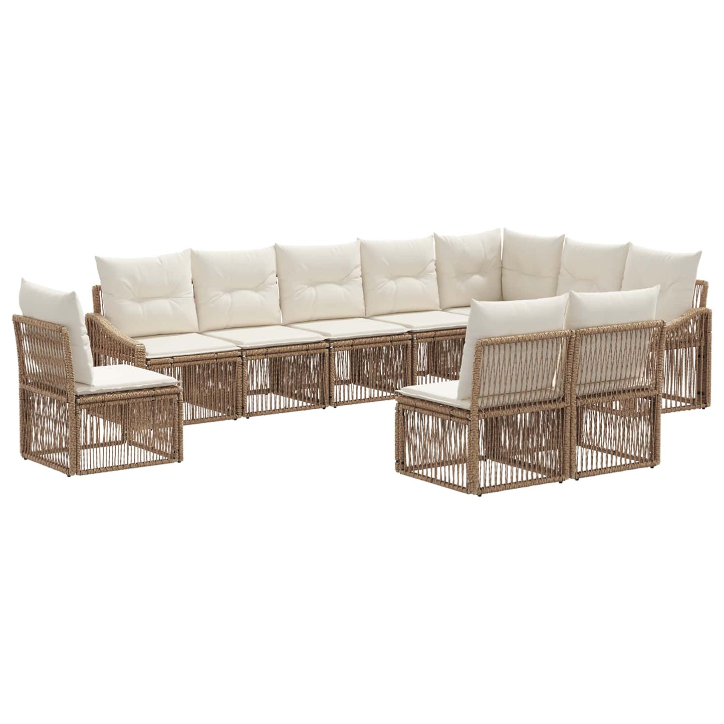 Tuinbankenset 10 pcs Beige poly rattan