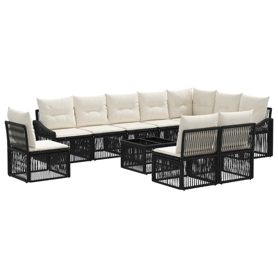 Tuinbankenset 11 pcs Zwart poly rattan