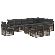 Tuinbankenset poly rattan grijs 11-delig