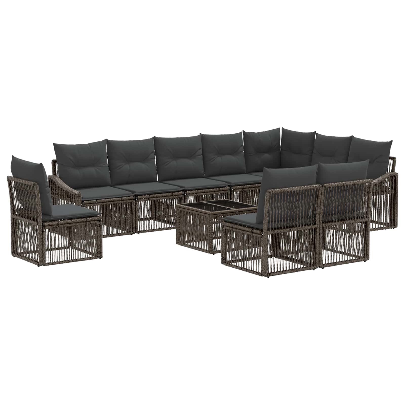 Tuinbankenset 11 pcs Grijs poly rattan