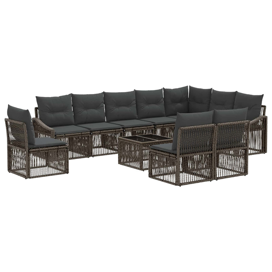 Tuinbankenset 11 pcs Grijs poly rattan