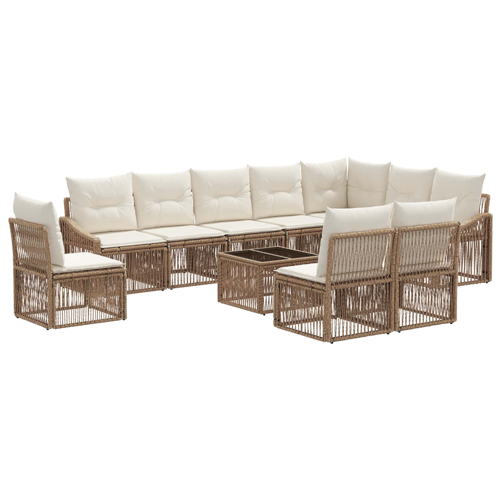 Tuinbankenset 11 pcs Beige poly rattan