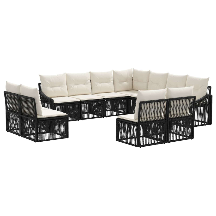 Tuinbankenset 11 pcs Zwart poly rattan