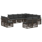 Tuinbankenset poly rattan 11 persoons grijs