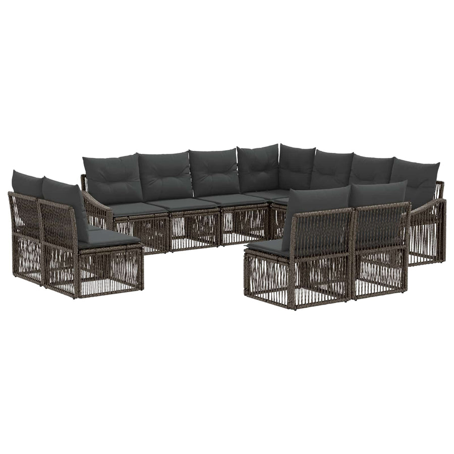 Tuinbankenset 11 pcs Grijs poly rattan