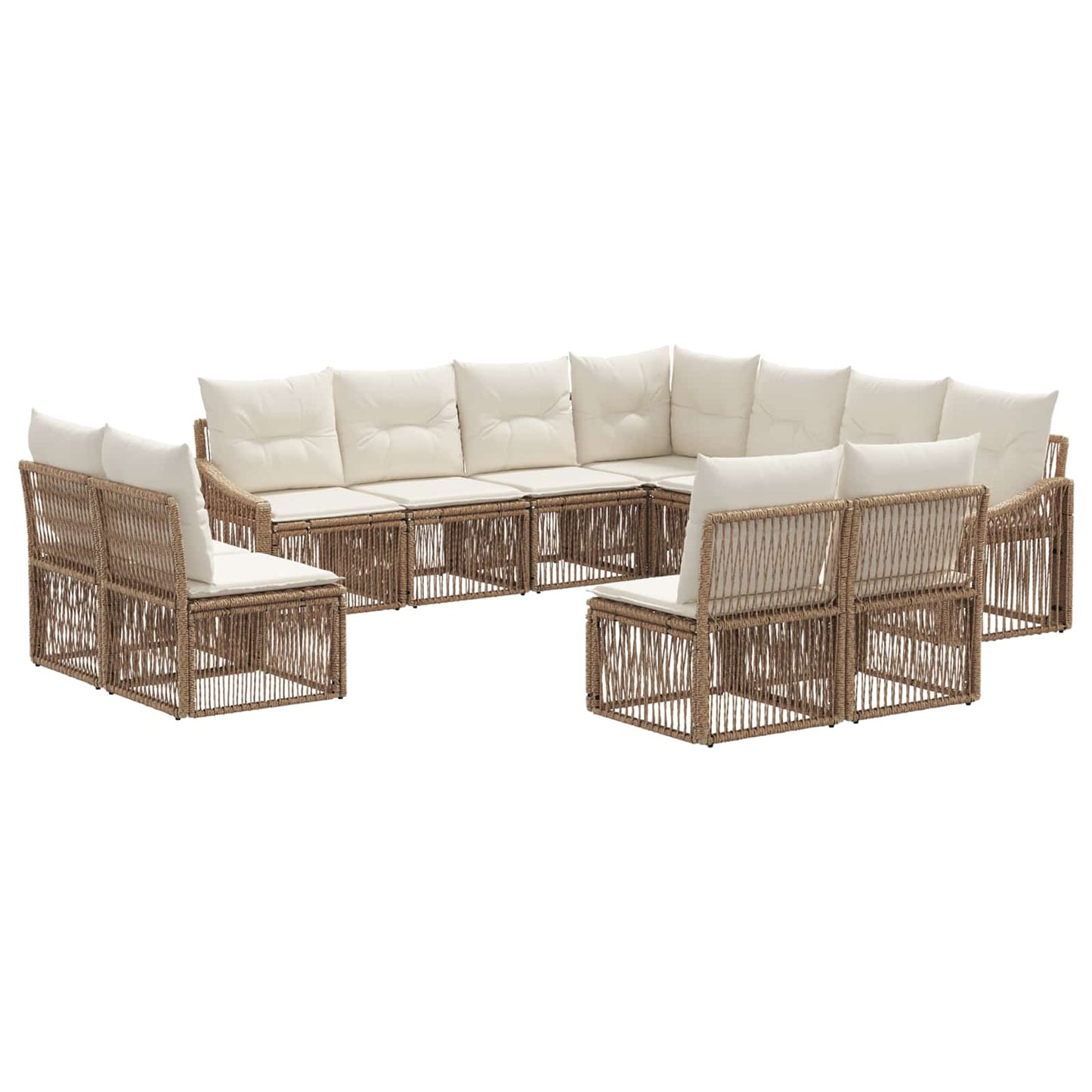 Tuinbankenset 11 pcs Beige poly rattan