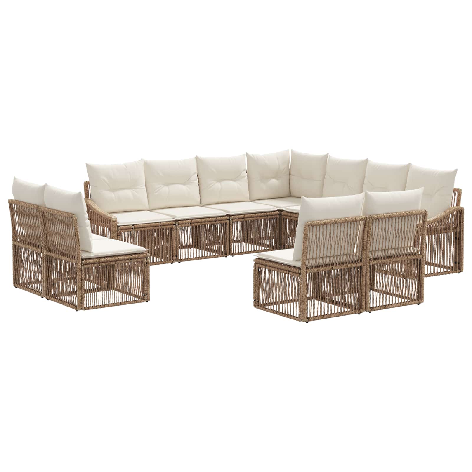 Tuinbankenset 11 pcs Beige poly rattan