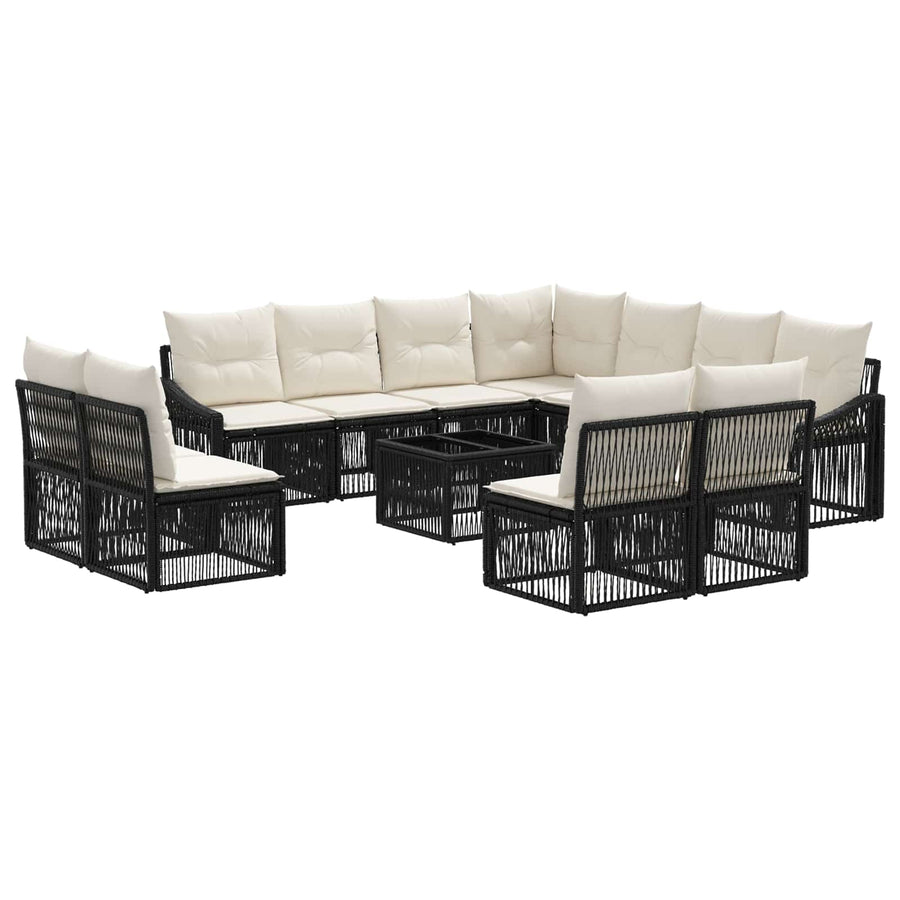 Tuinbankenset 12 pcs Zwart poly rattan