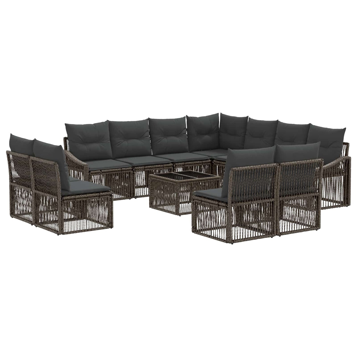 Tuinbankenset 12 pcs Grijs poly rattan
