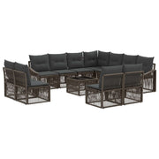 Tuinbankenset poly rattan grijs 12-delig