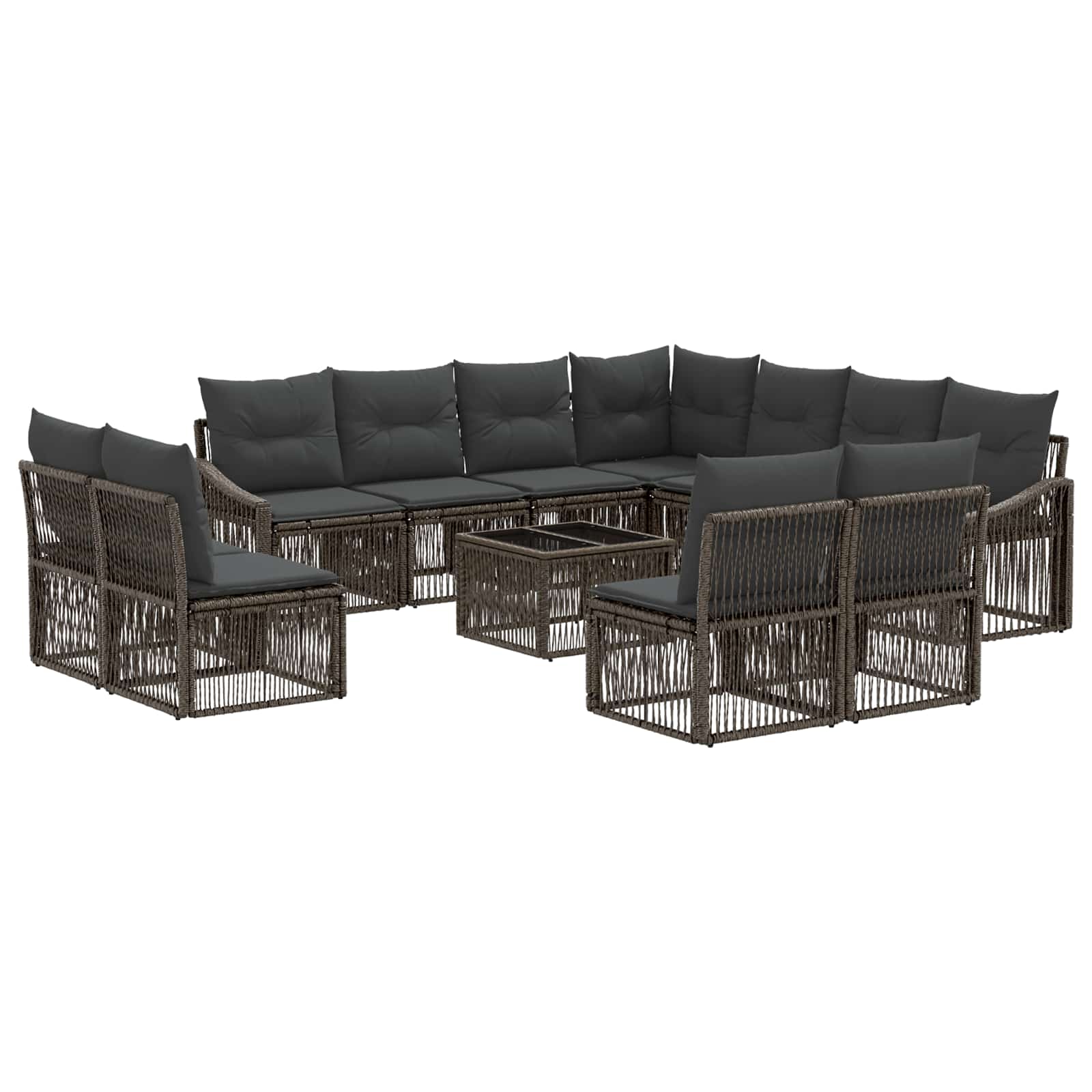 Tuinbankenset 12 pcs Grijs poly rattan