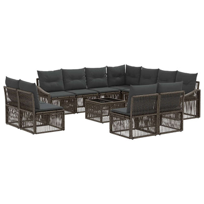 Tuinbankenset 12 pcs Grijs poly rattan