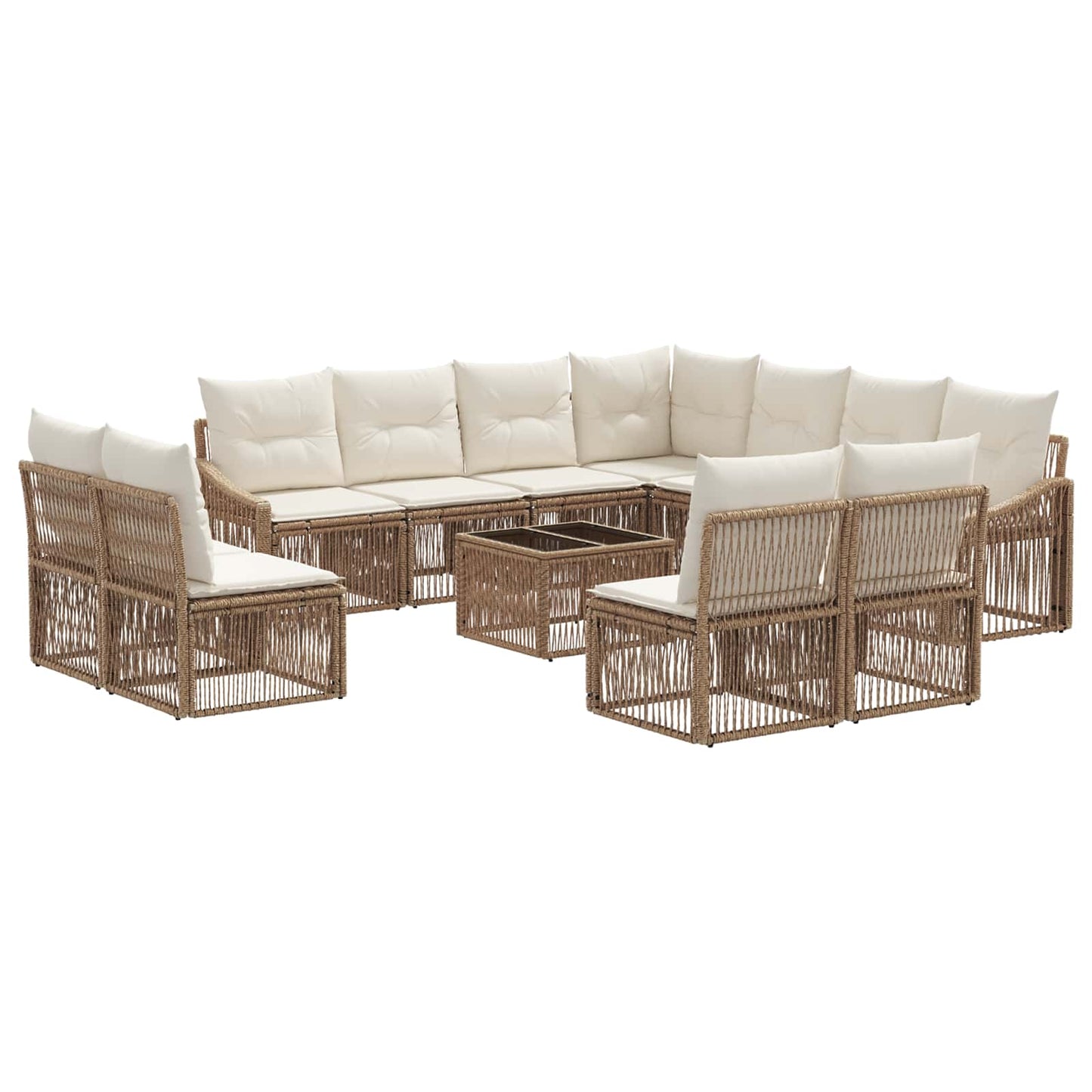 Tuinbankenset 12 pcs Beige poly rattan