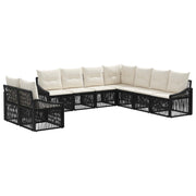Tuinset poly rattan zwart 9-delig