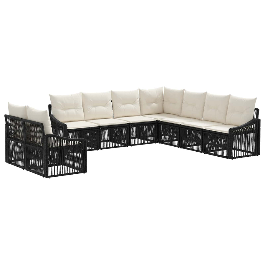 Tuinbankenset 9 pcs Zwart poly rattan