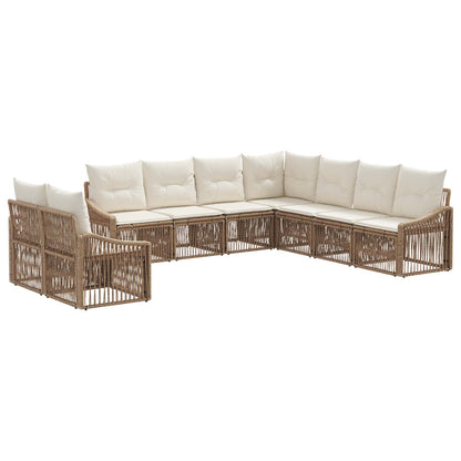 Tuinbankenset 9 pcs Beige poly rattan