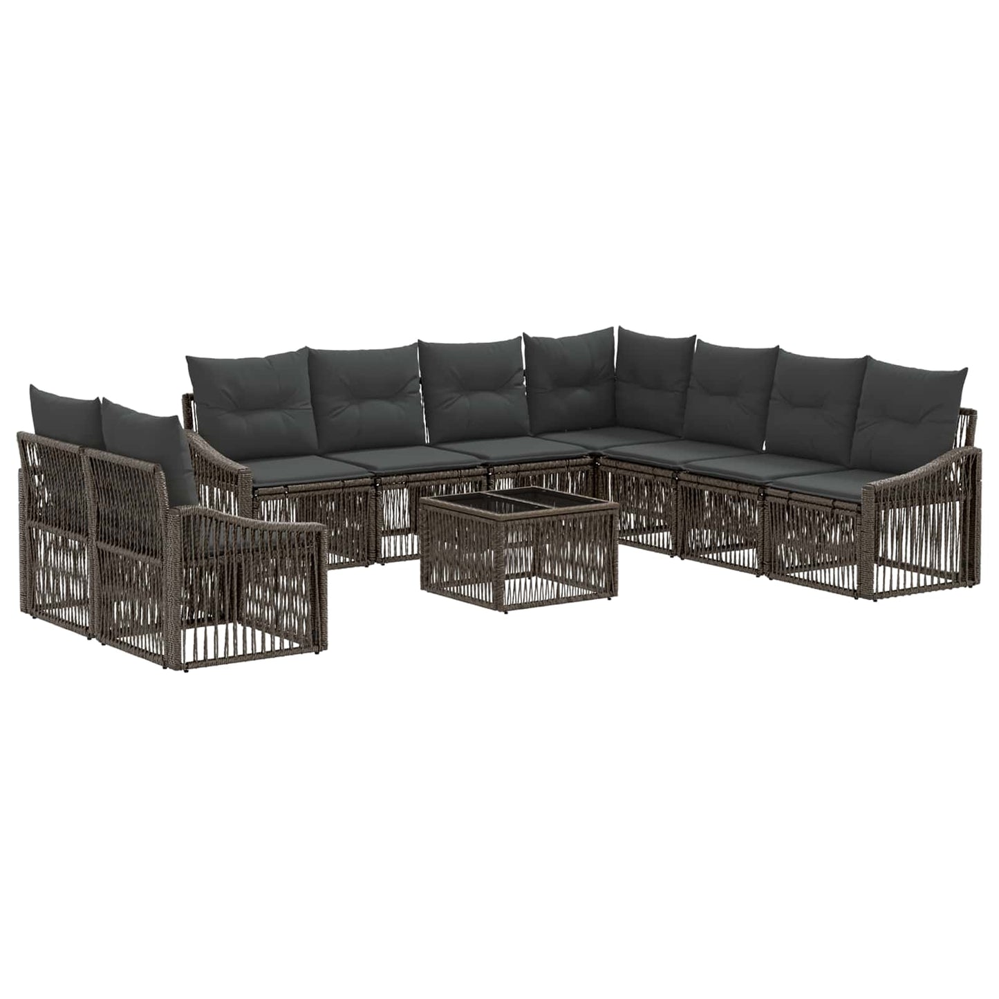 Tuinbankenset 10 pcs Grijs poly rattan