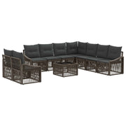 Tuinbankenset poly rattan grijs 9 personen