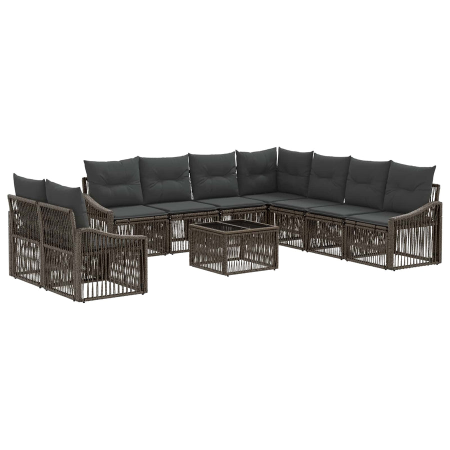 Tuinbankenset 10 pcs Grijs poly rattan