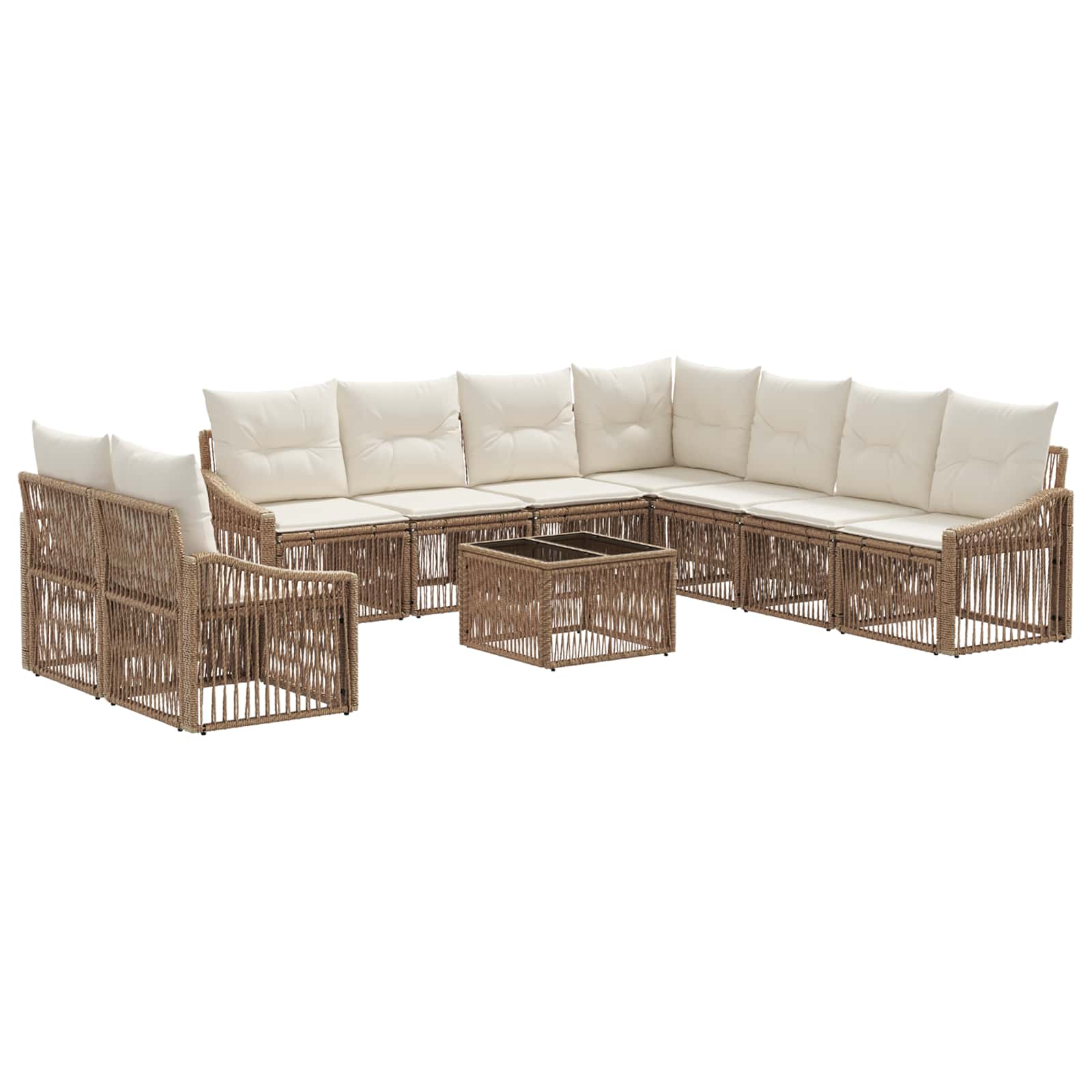 Tuinbankenset 10 pcs Beige poly rattan