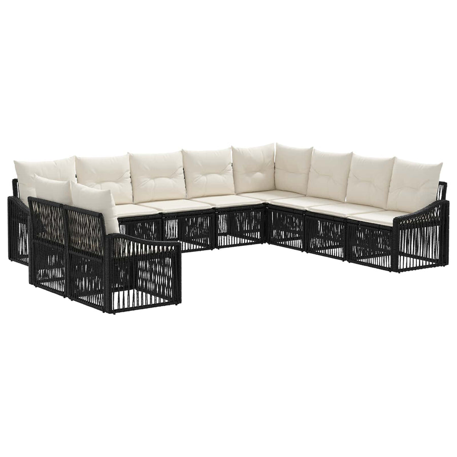 Tuinbankenset 10 pcs Zwart poly rattan