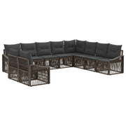 Tuinbankenset poly rattan 10 persoons grijs