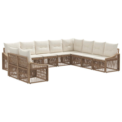 Tuinbankenset 10 pcs Beige poly rattan
